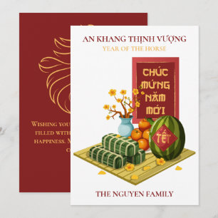 Vietnamese Tet Year of the Horse with Food Holiday Card