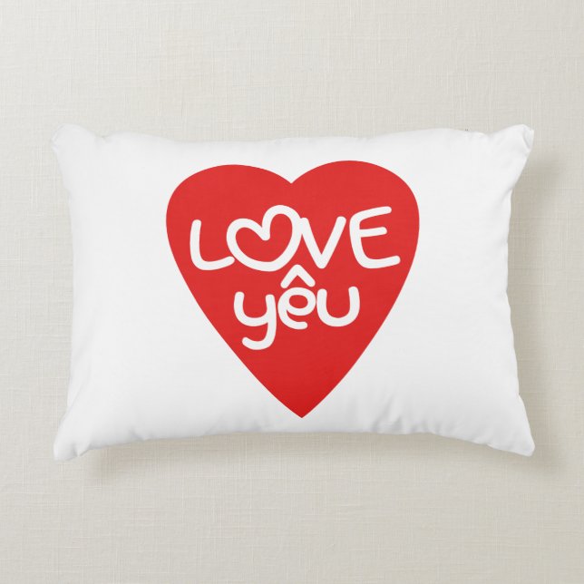 Vietnamese Valentine ♥ Love Yêu ♥ Asian Wordplay Accent Pillow (Front)