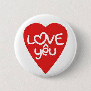 Vietnamese Valentine ♥ Love Yêu ♥ Asian Wordplay Pinback Button