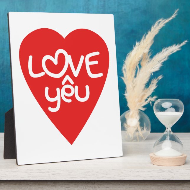 Vietnamese Valentine ♥ Love Yêu ♥ Asian Wordplay Plaque (Side)