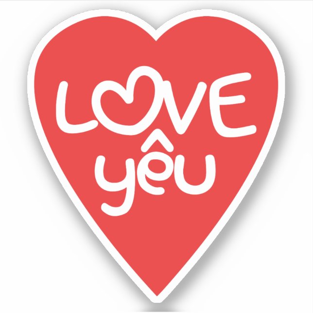 Vietnamese Valentine ♥ Love Yêu ♥ Asian Wordplay Sticker (Front)