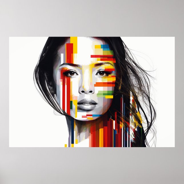 Vietnamese Woman's Face Color Bars Portrait Poster (Front)