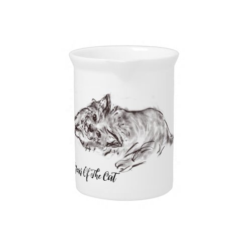 Vietnamese Year Of The Cat Kitty Ink Drawing PP Beverage Pitcher