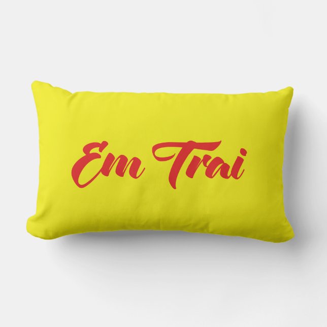 Vietnamese (Young) Brother - Em Trai ~ Tiếng Việt Lumbar Pillow (Front)