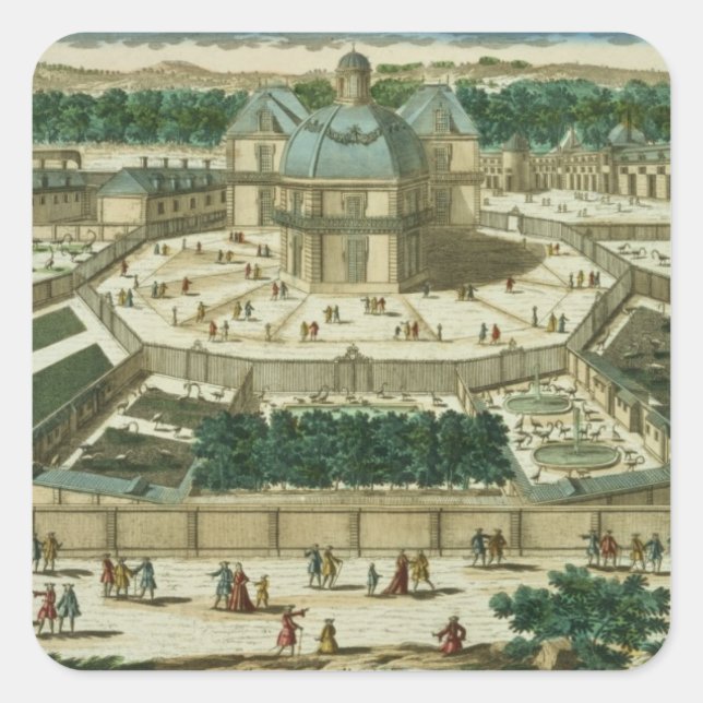 View and Perspective of the Salon de la Menagerie Square Sticker (Front)