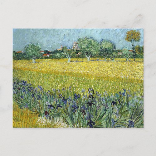 View At Arles With Irises by Vincent Van Gogh Postcard