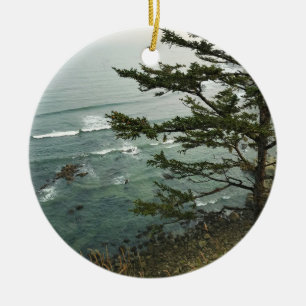 View at Simpson Reef Overlook, Oregon Coast Ceramic Ornament