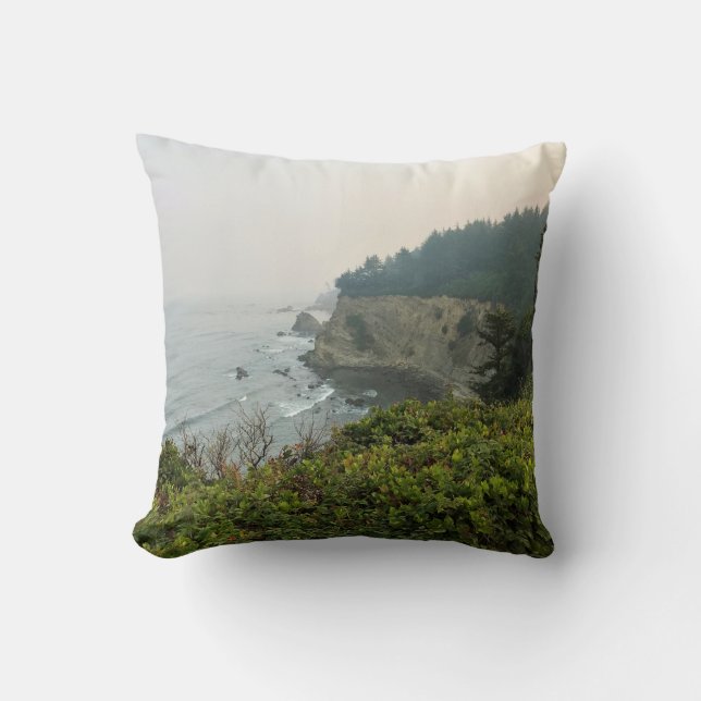 View at Simpson Reef Overlook, Oregon Coast Throw Pillow (Front)