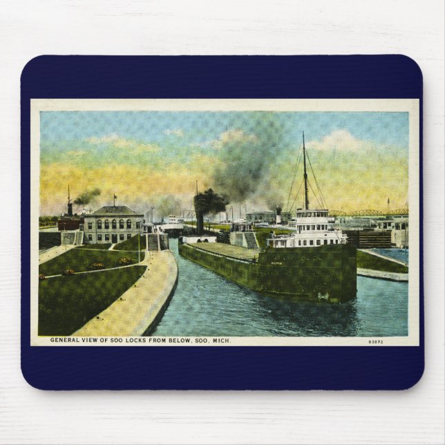 View Below the Soo, Soo Locks, Michigan Mouse Pad (Front)