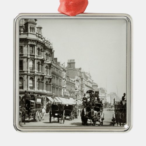 View down Oxford Street London bw photo Metal Ornament