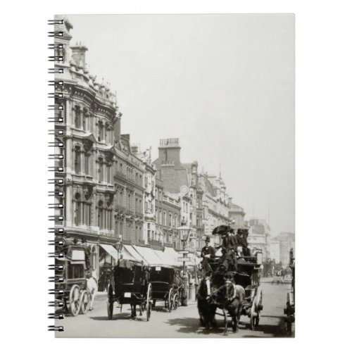 View down Oxford Street London bw photo Notebook