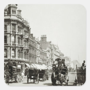 View down Oxford Street, London (b/w photo) Square Sticker