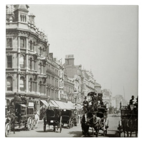 View down Oxford Street London bw photo Tile