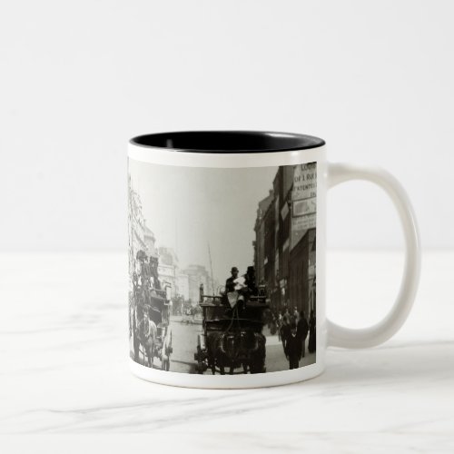 View down Oxford Street London bw photo Two_Tone Coffee Mug