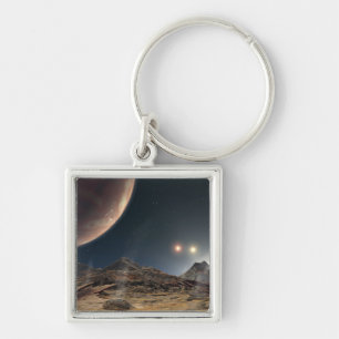 View from a hypothetical moon in orbit keychain