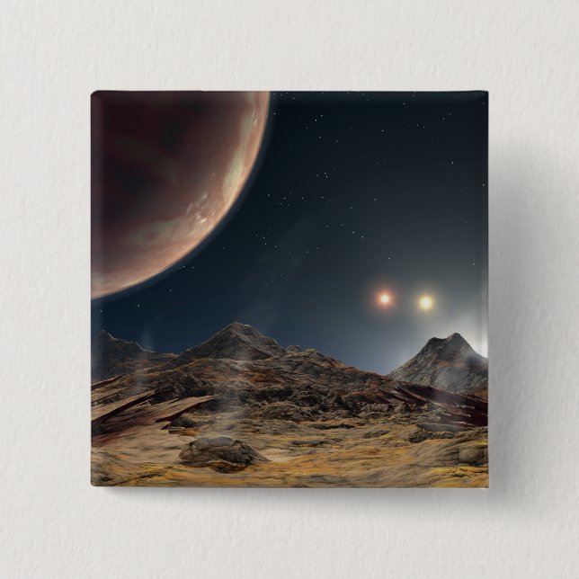 View from a hypothetical moon in orbit pinback button (Front)