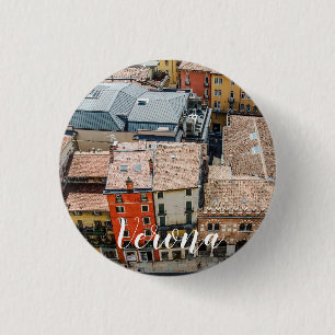 View from above of colorful facades of buildings button