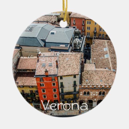 View from above of colorful facades of buildings ceramic ornament