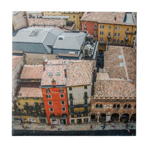 View from above of colorful facades of buildings ceramic tile