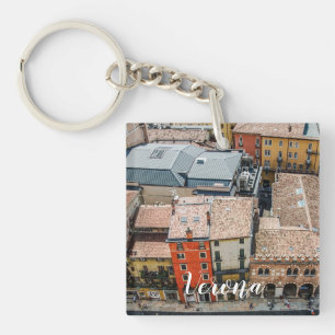 View from above of colorful facades of buildings keychain