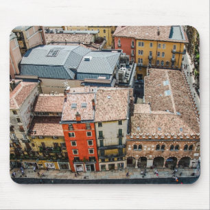 View from above of colorful facades of buildings mouse pad
