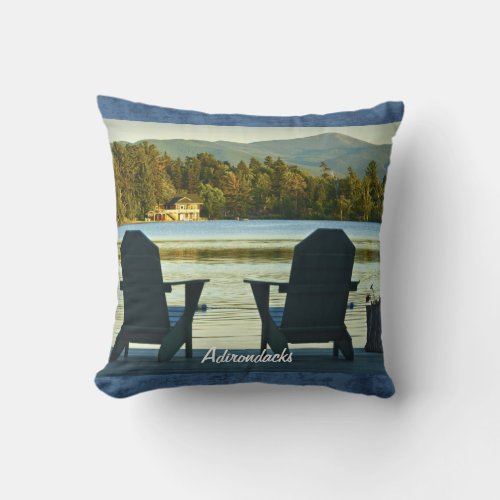 View from Adirondack Chairs in the Adirondacks NY Throw Pillow