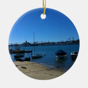 View from Balboa Island, Newport Beach, California Ceramic Ornament
