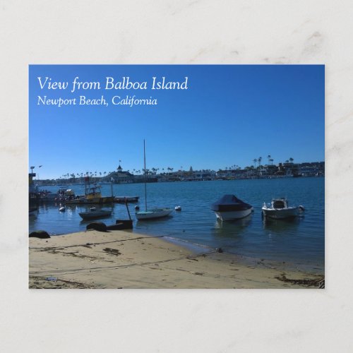 View from Balboa Island Newport Beach California Postcard