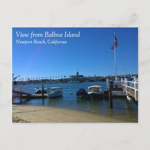 View from Balboa Island Newport Beach California Postcard