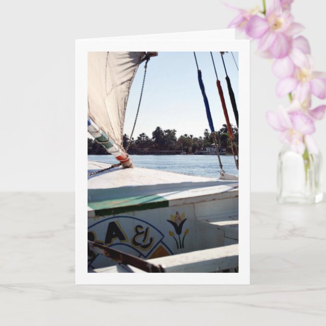View from Boat on the River Nile, Luxor, Egypt Card (Orchid)