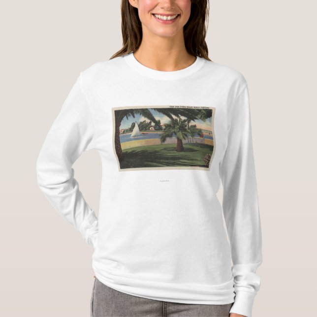 View from Collins Island, Sailboat on Water T-Shirt (Front)