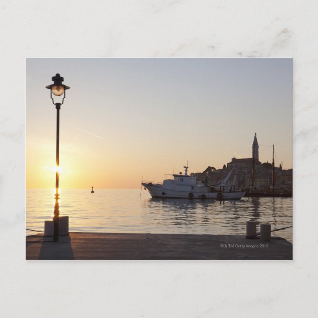 View from harbor of Rovinj, Croatia, at sunset Postcard (Front)