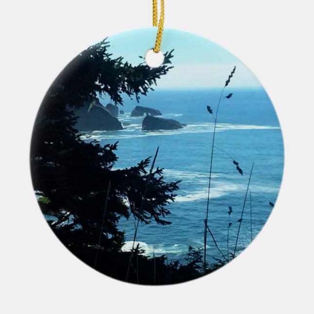 View from Hart's Cove, Oregon Coast Ceramic Ornament (Front)