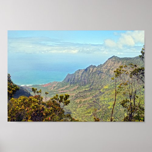 View from Kalalau Lookout Kauai Hawaii Poster