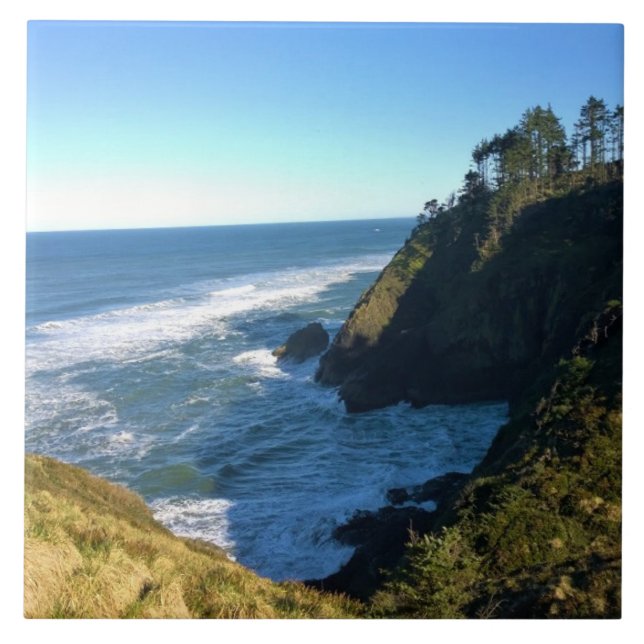 View from North Head Lighthouse, Washington Ceramic Tile (Front)