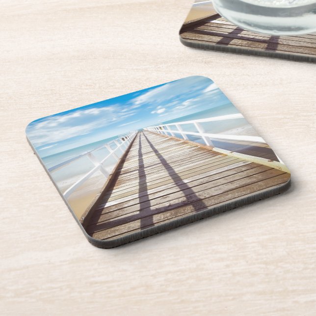 View from Pier Over Sea Beverage Coaster (Left Side)
