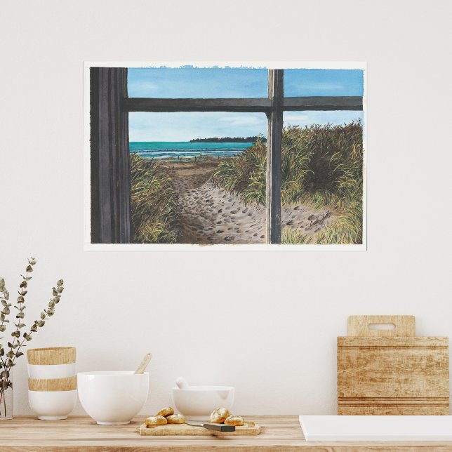 View From Stinson Beach Snack Bar Window Poster (Kitchen)