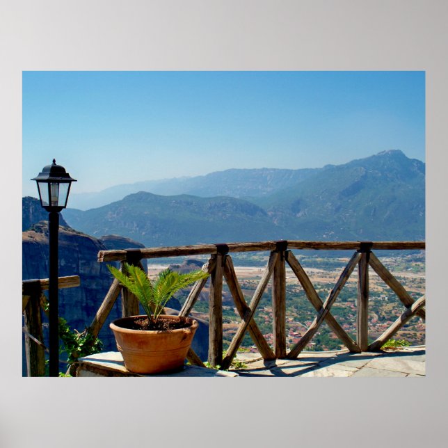 View from the balcony in Meteora Greece Poster (Front)