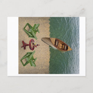 View from the beach with wine and cheese delights holiday postcard