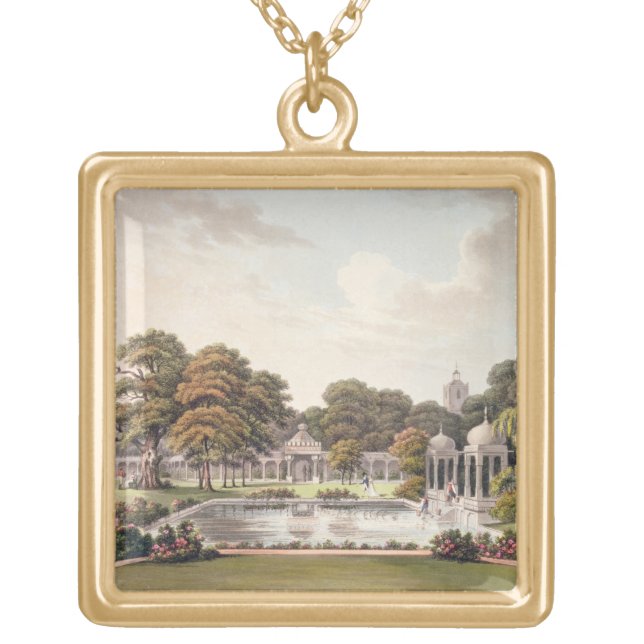 View from the dome, Brighton Pavilion, engraved by Gold Plated Necklace (Front)
