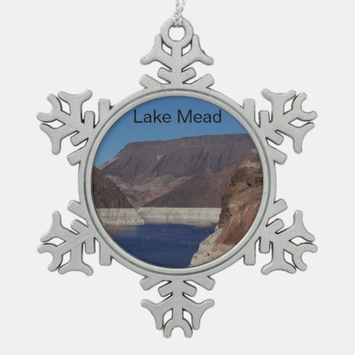 View from the Hoover Dam 2016 Snowflake Pewter Christmas Ornament