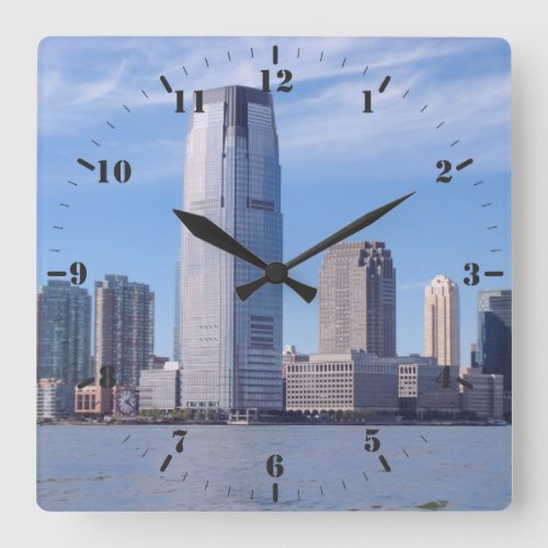 View from the Hudson river to Jersey city skyline Square Wall Clock