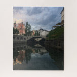 View from the River in Ljubljana Slovenia Photo Jigsaw Puzzle<br><div class="desc">A cool night view of Old Town Ljubljana,  Slovenia taken from the river at sunset to capture the lovely reflections in the water.</div>