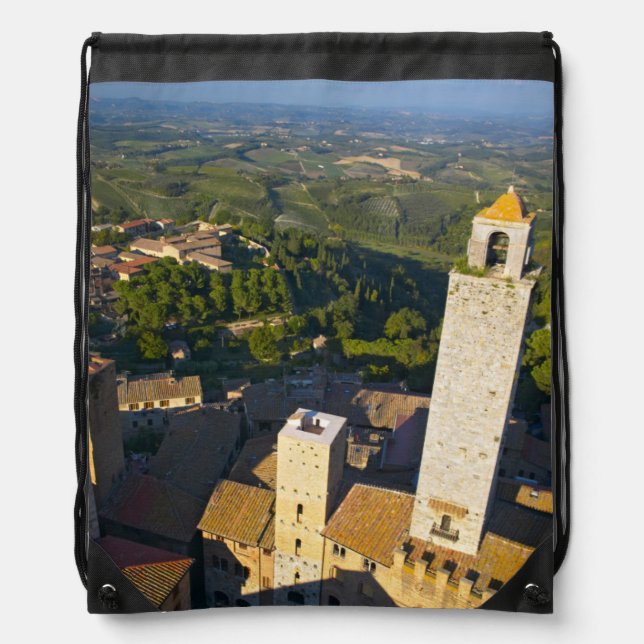 View From Tower, San Gimignano, Siena, Tuscany Drawstring Bag (Front)