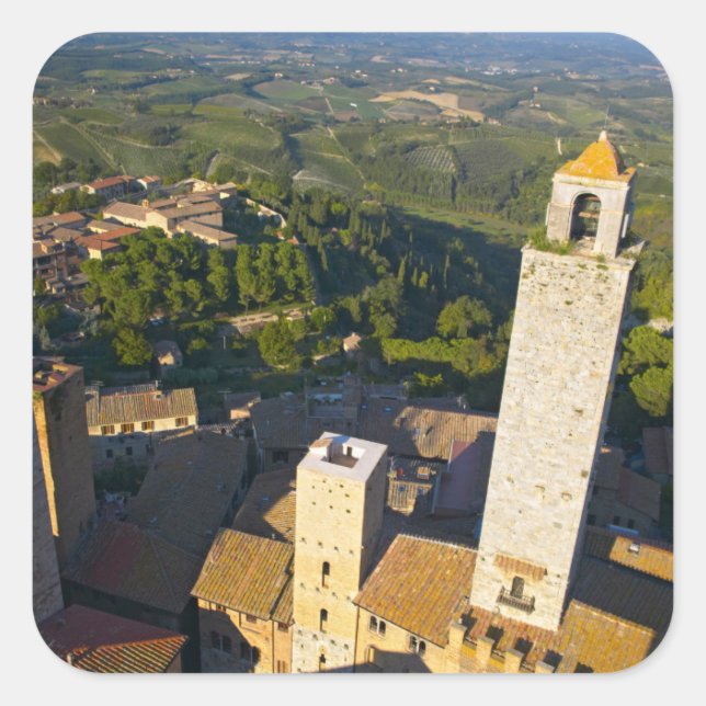 View From Tower, San Gimignano, Siena, Tuscany Square Sticker (Front)