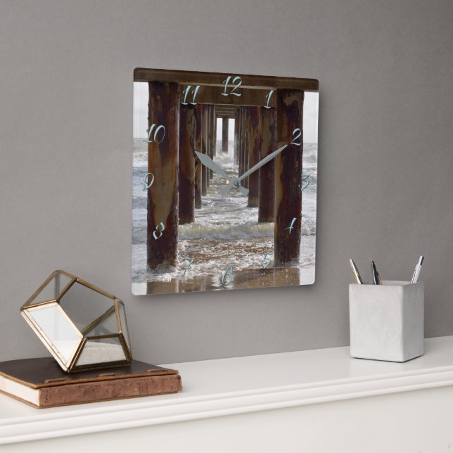 View from under fishing pier square wall clock (Office)