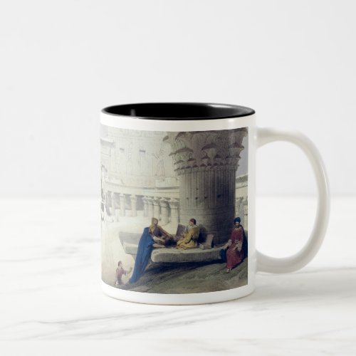 View from under the Portico of Temple of Edfou Up Two_Tone Coffee Mug