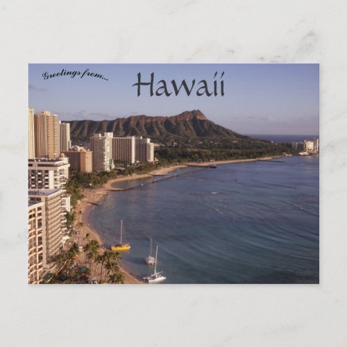 View From Waikiki Beach Honolulu Hawaii Postcard
