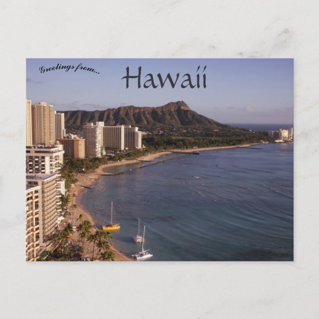 View From Waikiki Beach Honolulu Hawaii Postcard (Front)