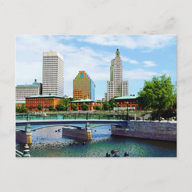 View from Waterplace Park, Providence, RI Postcard (Front)